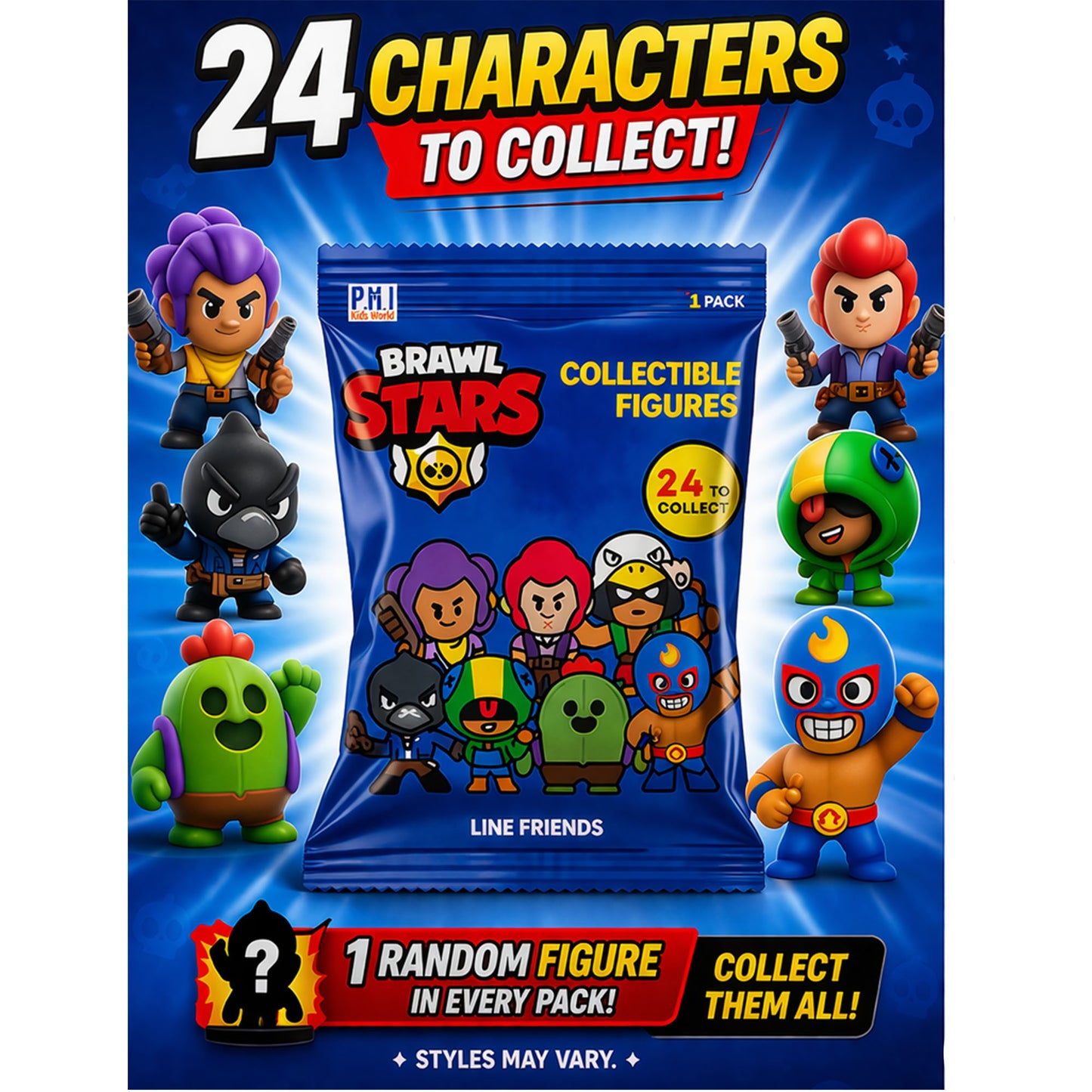 Brawl Stars Collectible Figures Mystery Pack – 1 Random Mini Figure (24 Characters to Collect)